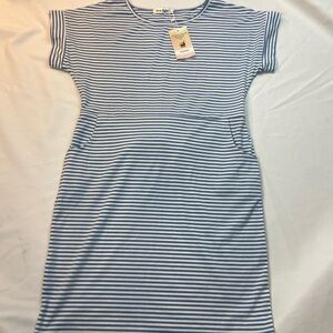 New Light Struped Blue & White Casual Tee Dress